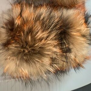 Brown with orange Tips Real Fur slides.